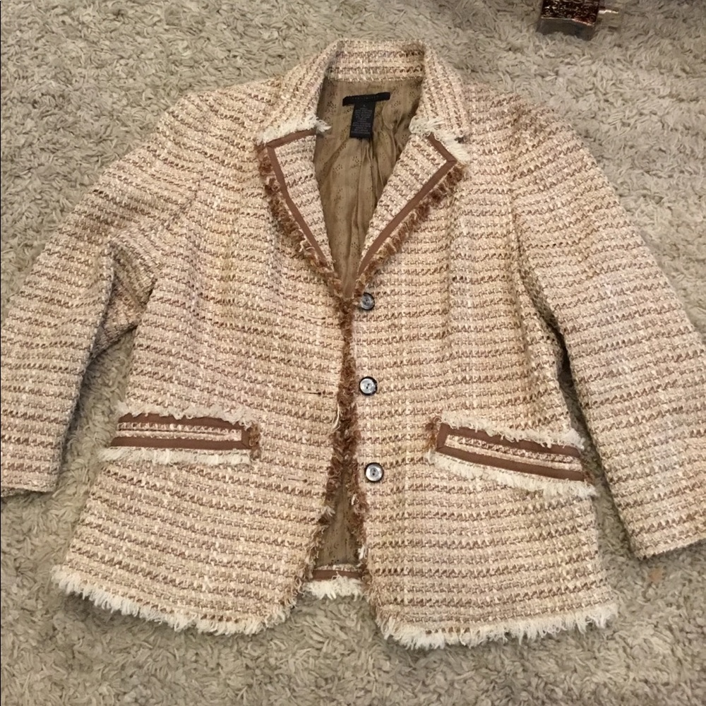 Tan blazer with woven look